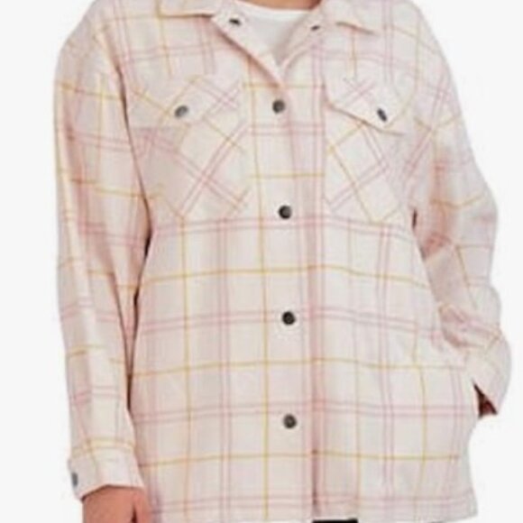 Women's HFX Pink/Cream Shacket Flannel Feminine - Size L- Sassy! - Picture 13 of 13